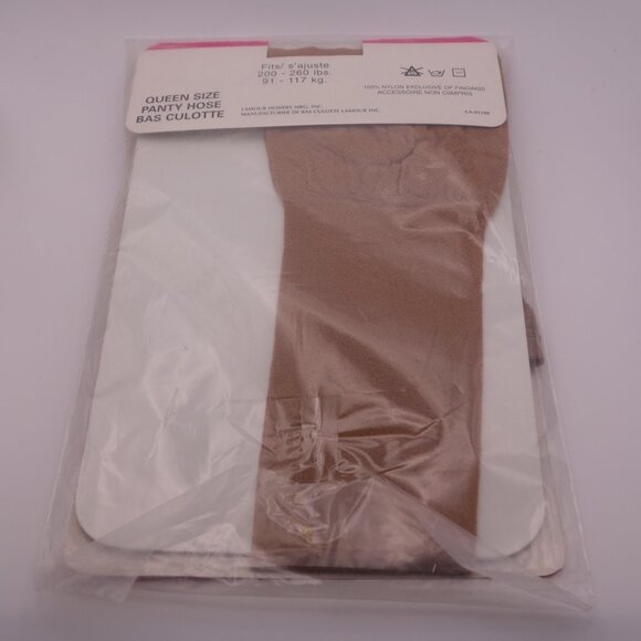 Vintage Queen Size La Tosca Reinforced Toe 200-260LBS BEIGE 100%Nylon Panty Hose - Picture 5 of 8